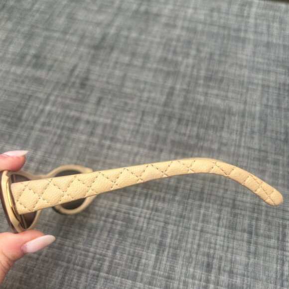 CHANEL 5129-Q 711/13 BROWN WITH BEIGE LEATHER AND BROWN GR LENSES SUNGLASSES - Picture 6 of 16